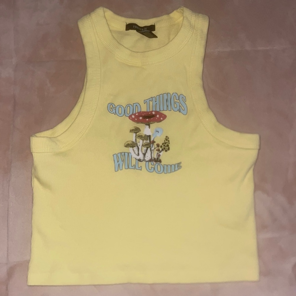 Forever 21 yellow cropped tank top.
